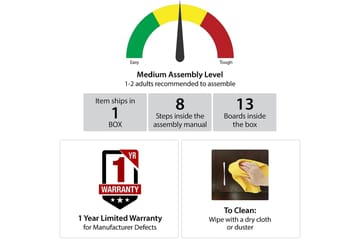 WesterleigH Skrivebord 116 cm Høy- og senkbart 3 Skuffer Sva - CosmoLiving - Møbler - Bord - Kontorbord - Skrivebord