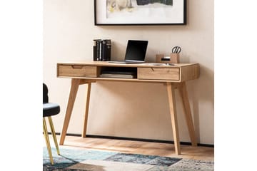 Skrivebord Wohnling Eiketre stil 120 cm med 2 skuffer oppbevaringsplass moderne - Møbler - Bord - Kontorbord - Skrivebord