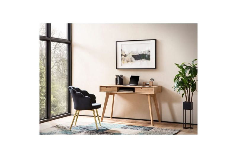 Skrivebord Wohnling Eiketre stil 120 cm med 2 skuffer oppbevaringsplass moderne - Møbler - Bord - Kontorbord - Skrivebord