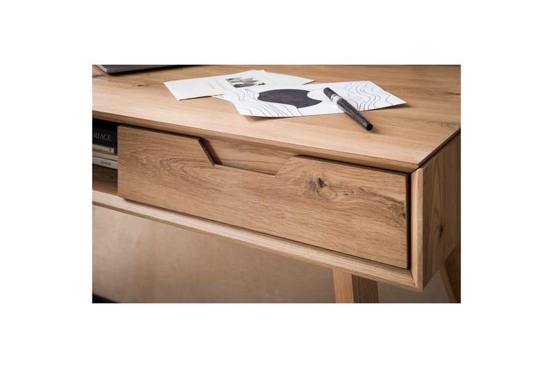 Skrivebord Wohnling Eiketre stil 120 cm med 2 skuffer oppbevaringsplass moderne - Møbler - Bord - Kontorbord - Skrivebord
