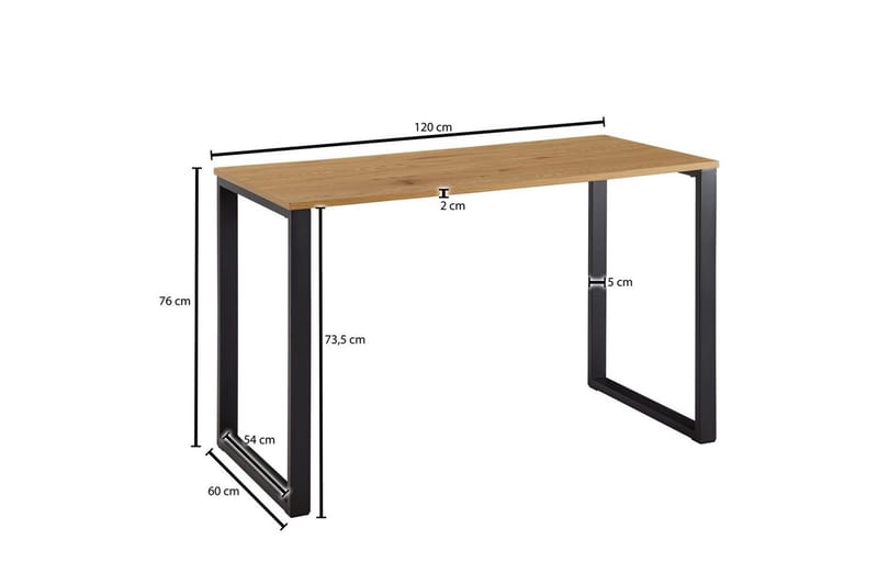 Skrivebord Wohnling Eiketre stil 120 cm moderne - Møbler - Bord - Kontorbord - Skrivebord