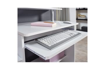 Skrivebord Wohnling for datamaskin med hjul, uttrekkbart tastatur, moderne stil Hvit - Hvit - Møbler - Bord - Kontorbord - Skrivebord