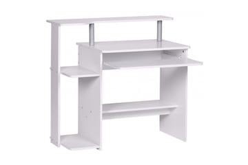 Skrivebord Wohnling for datamaskin med hjul, uttrekkbart tastatur, moderne stil Hvit - Hvit - Møbler - Bord - Kontorbord - Skrivebord