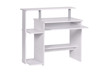 Skrivebord Wohnling for datamaskin med hjul, uttrekkbart tastatur, moderne stil Hvit - Hvit - Møbler - Bord - Kontorbord - Skrivebord