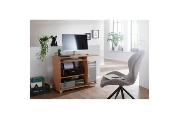 Skrivebord Wohnling for laptop eller datamaskin med hjul, uttrekkbart tastatur, moderne stil Bøk - Bøk - Møbler - Bord - Kontorbord - Skrivebord