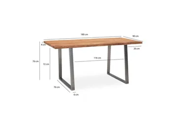 Skrivebord Wohnling Massivt treverk trekanter metallbein landlig stil Sølv, rett, 180x90 cm - Sølv, rett, 180x90 cm - Møbler - Bord - Kontorbord - Skrivebord
