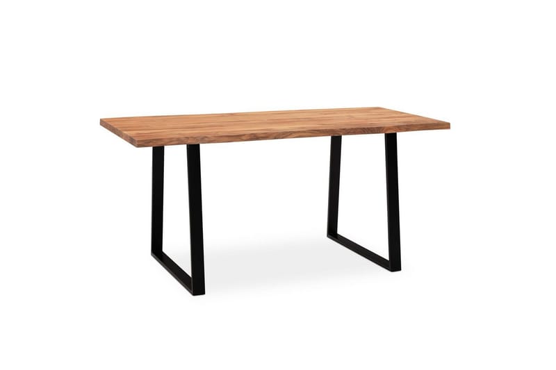 Skrivebord Wohnling Massivt treverk trekanter metallbein landlig stil Svart, Rett, 200x100 cm, Svart, Rett, 200x100 cm