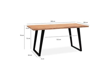 Skrivebord Wohnling Massivt treverk trekanter metallbein landlig stil Svart, vinklet, 200x100 cm - Svart, vinklet, 200x100 cm - Møbler - Bord - Kontorbord - Skrivebord