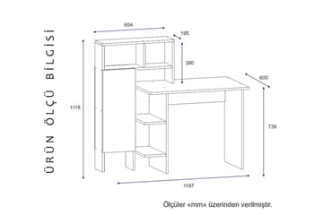 Zeko Skrivebord 120 cm med Oppbevaringshylle - Eikfarge - Møbler - Bord - Kontorbord - Skrivebord
