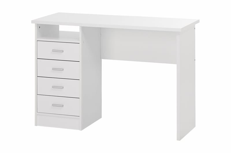 Skrivebord Praxia 110 cm med Oppbevaring Skuffer + Hyller - Ekstra Hvit - Skrivebord - Databord & PC bord
