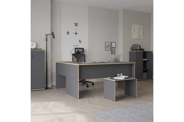 Soonam Skrivebord 160x144 cm - Rødfarget tre/Antrasitt - Møbler - Bord - Kontorbord - Skrivebord