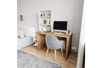 Studie skrivebord & bokhylle Sorav Eik / Hvit - Eik / Hvit - Møbler - Bord - Kontorbord - Skrivebord