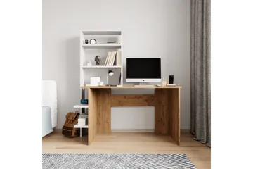 Studie skrivebord & bokhylle Sorav Eik / Hvit - Eik / Hvit - Møbler - Bord - Kontorbord - Skrivebord