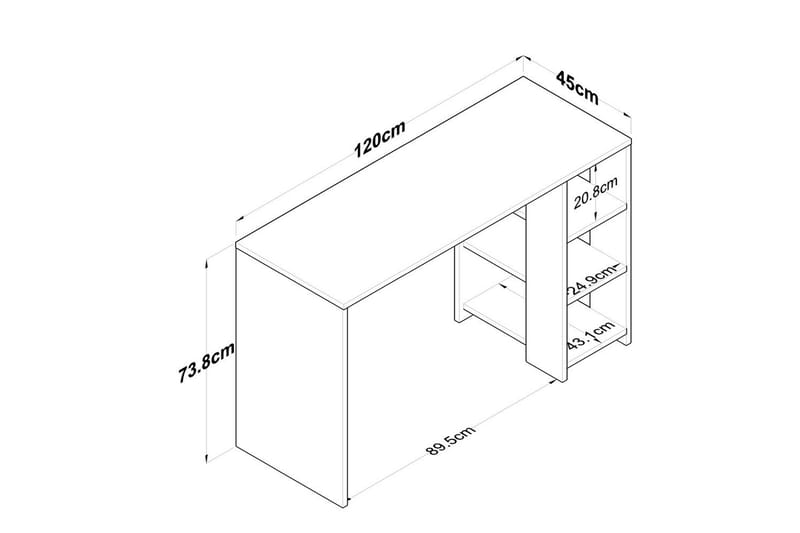 Studie skrivebord Caeton Valnøtt / Hvit - Rødfarget tre/Hvit - Møbler - Bord - Kontorbord - Skrivebord