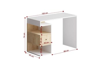 Studie skrivebord Kryna Hvit / Eik - Rødfarget tre/Hvit - Møbler - Bord - Kontorbord - Skrivebord