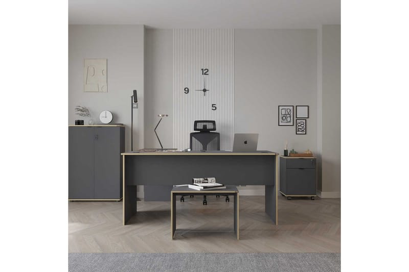 Studie skrivebord Quelanwich Antrasitt / Eik - Antrasitt / Eik - Møbler - Bord - Kontorbord - Skrivebord