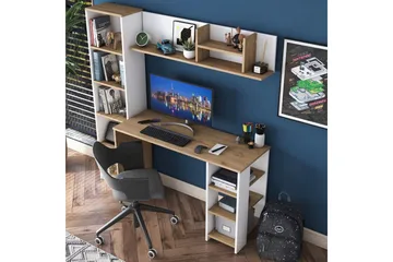 Studie skrivebord Traven Valnøtt / Hvit - Hvit - Møbler - Bord - Kontorbord - Skrivebord