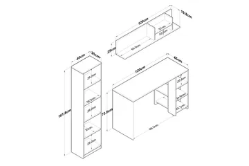 Studie skrivebord Traven Valnøtt / Hvit - Hvit - Møbler - Bord - Kontorbord - Skrivebord