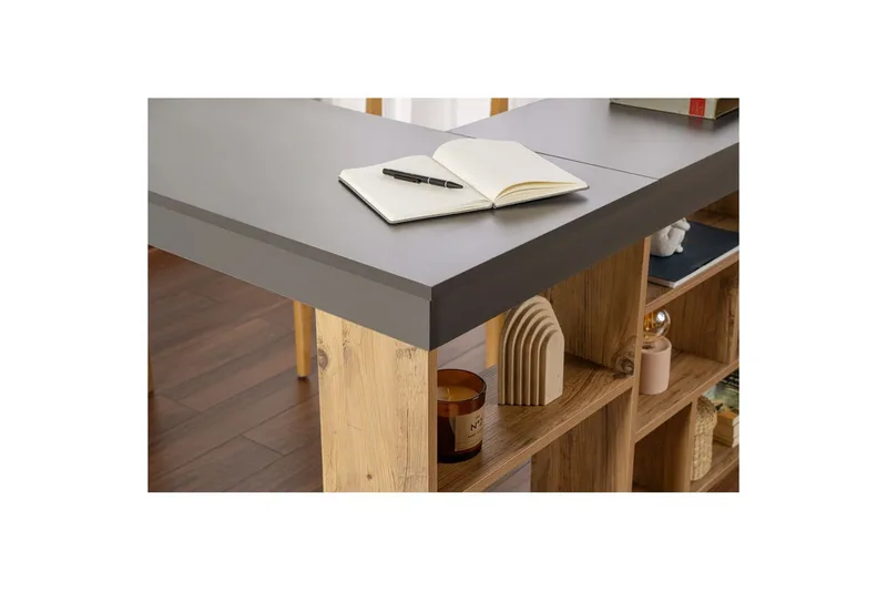 Studiebord Regar Antrasitt Atlantisk Furu - Antrasitt Atlantisk Furu - Møbler - Bord - Kontorbord - Skrivebord - Hjørneskrivebord
