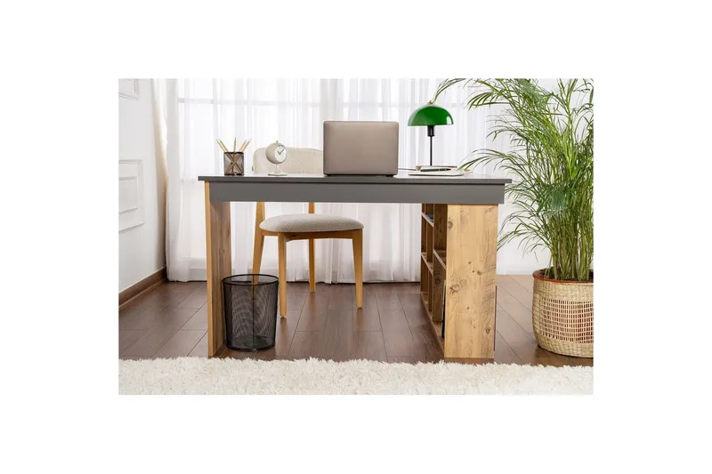 Studiebord Regar Antrasitt Atlantisk Furu - Antrasitt Atlantisk Furu - Møbler - Bord - Kontorbord - Skrivebord - Hjørneskrivebord