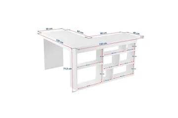 Studiebord Regar Naturlig Hvit - Naturlig Hvit - Møbler - Bord - Kontorbord - Skrivebord - Hjørneskrivebord