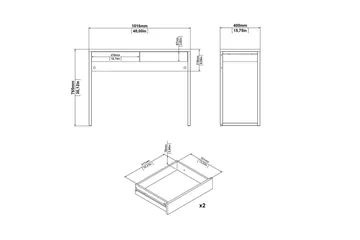 Taketo Skrivebord 40x101,6 cm - Hvit - Møbler - Bord - Kontorbord - Skrivebord