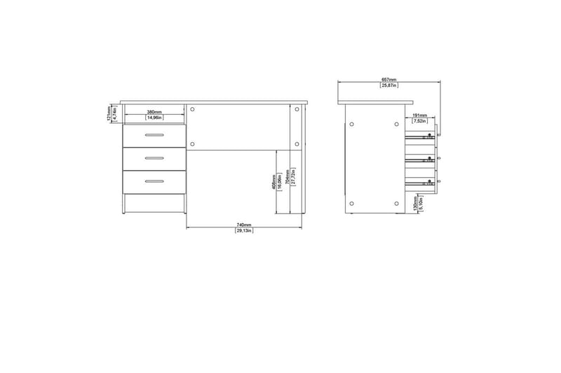 Taketo Skrivebord 48,1x120,1 cm - Natur - Møbler - Bord - Kontorbord - Skrivebord