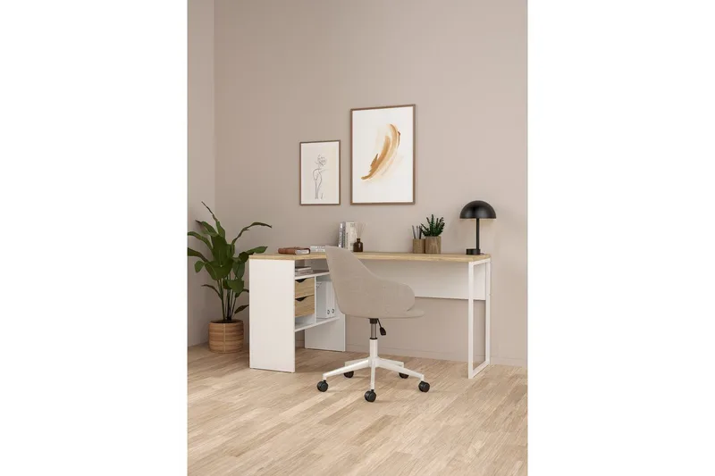 Taketo Skrivebord 81x145,1 cm - Hvit - Møbler - Bord - Kontorbord - Skrivebord