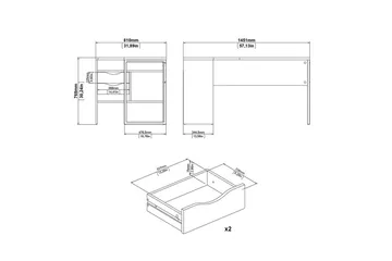 Taketo Skrivebord 81x145,1 cm - Hvit - Møbler - Bord - Kontorbord - Skrivebord