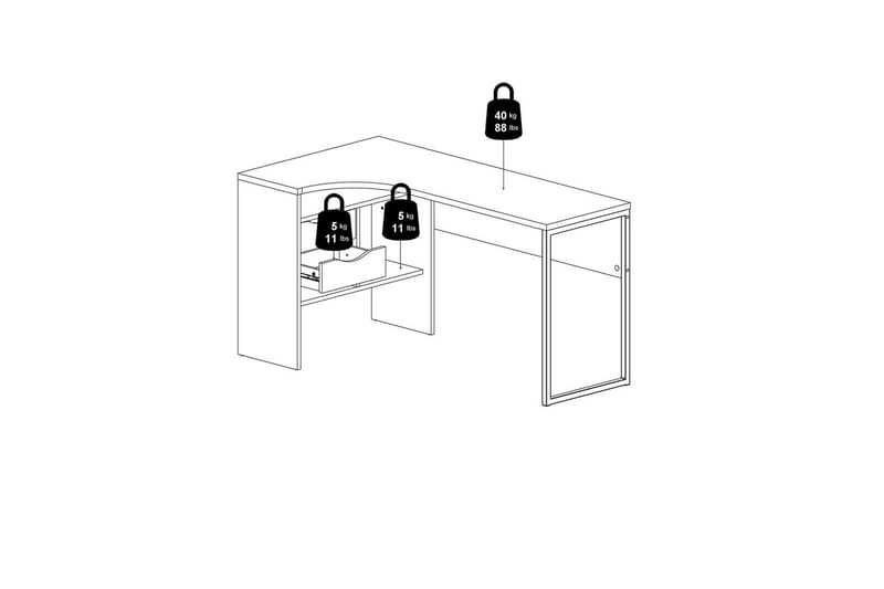 Taketo Skrivebord 81x145,1 cm - Hvit - Møbler - Bord - Kontorbord - Skrivebord