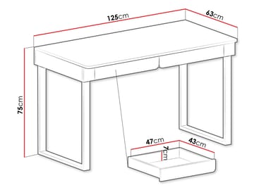 Travic Skrivebord 125 cm med Skuffer i Tre med Eikeutseende - Beige - Møbler - Bord - Kontorbord - Skrivebord