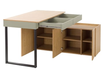 Travic Skrivebord 228 cm med Oppbevaring i Tre med Eikeutseende - Brun - Møbler - Bord - Kontorbord - Skrivebord