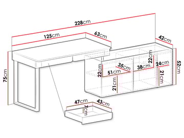 Travic Skrivebord 228 cm - Møbler - Bord - Kontorbord - Skrivebord