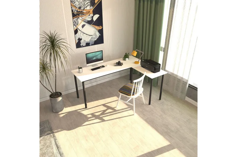 Viva Skrivebord 120x150 cm - Sort/Hvit - Møbler - Bord - Kontorbord - Skrivebord