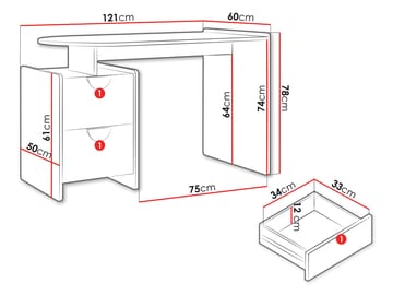 Zarek skrivebord 121 cm - brun, rosa og beige - Møbler - Bord - Kontorbord - Skrivebord