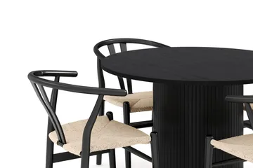 Kopparbo Matgruppe 106 cm Rund med 4 Dastoori Spisestol - Svart - Møbler - Bord - Spisegruppe