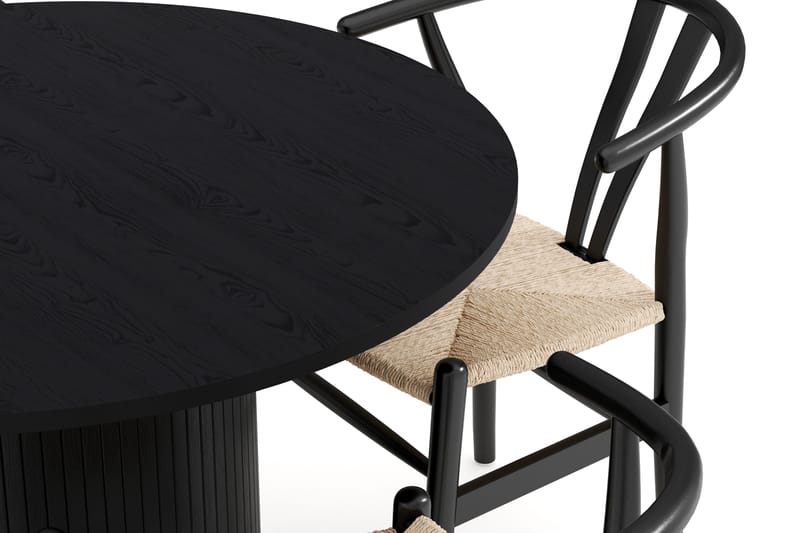 Kopparbo Matgruppe 106 cm Rund med 4 Dastoori Spisestol - Svart - Møbler - Bord - Spisegruppe