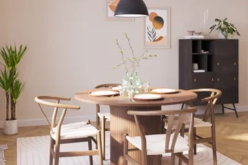 Kopparbo Matgruppe 120 cm Rund med 4 Dastoori Spisestol - Mørkebrun - Møbler - Bord - Spisegruppe