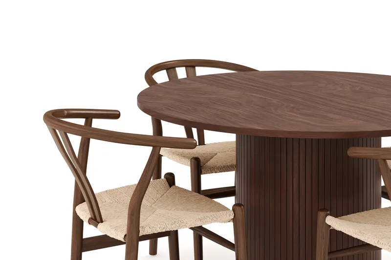 Kopparbo Matgruppe 120 cm Rund med 4 Dastoori Spisestol - Mørkebrun - Møbler - Bord - Spisegruppe