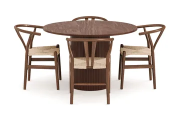 Kopparbo Matgruppe 120 cm Rund med 4 Dastoori Spisestol - Mørkebrun - Møbler - Bord - Spisegruppe