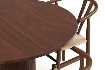 Kopparbo Matgruppe 120 cm Rund med 4 Dastoori Spisestol - Mørkebrun - Møbler - Bord - Spisegruppe