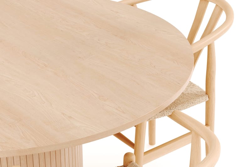 Kopparbo Matgruppe 130 cm Rund med 4 Dastoori Spisestol - Beige - Møbler - Bord - Spisegruppe
