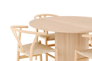 Kopparbo Matgruppe 130 cm Rund med 4 Dastoori Spisestol - Beige - Møbler - Bord - Spisegruppe