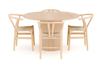 Kopparbo Matgruppe 130 cm Rund med 4 Dastoori Spisestol - Beige - Møbler - Bord - Spisegruppe
