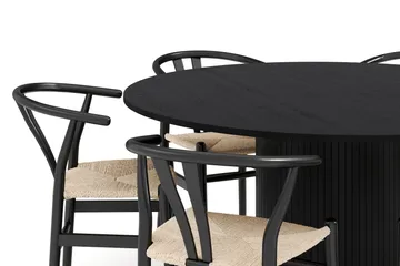 Kopparbo Matgruppe 150 cm Rund med 6 Dastoori Spisestol - Svartbeiset eik - Møbler - Bord - Spisegruppe