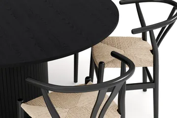 Kopparbo Matgruppe 150 cm Rund med 6 Dastoori Spisestol - Svartbeiset eik - Møbler - Bord - Spisegruppe