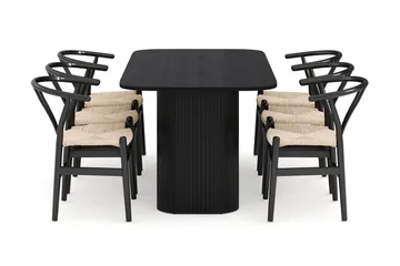 Kopparbo Matgruppe 160 cm med 6 Dastoori Spisestol - Svart - Møbler - Bord - Spisegruppe