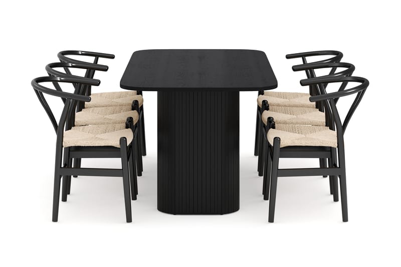 Kopparbo Matgruppe 160 cm med 6 Dastoori Spisestol - Svart - Møbler - Bord - Spisegruppe