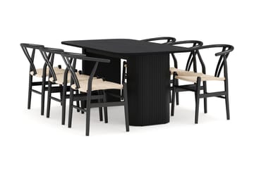 Kopparbo Matgruppe 160 cm med 6 Dezuid Spisestol - Svart - Møbler - Bord - Spisegruppe