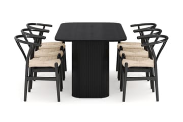 Kopparbo Matgruppe 160 cm med 6 Dezuid Spisestol - Svart - Møbler - Bord - Spisegruppe